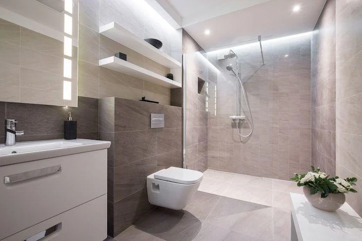 Sanitized bathroom with clean shower and vanity