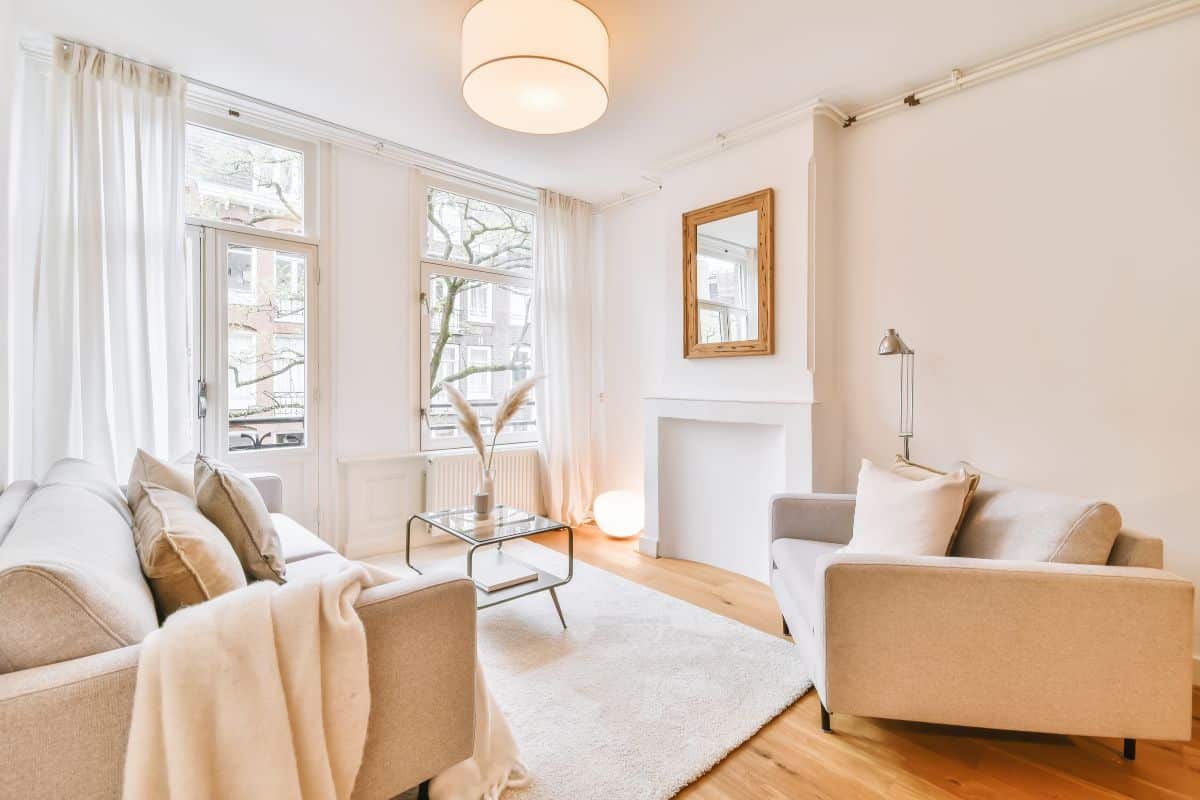 Bright, tidy living room after a professional house cleaning